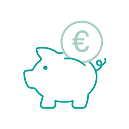 Bild zur Darstellung sichere Altersvorsorge mit einem Sparschwein und einem Euro Zeichen