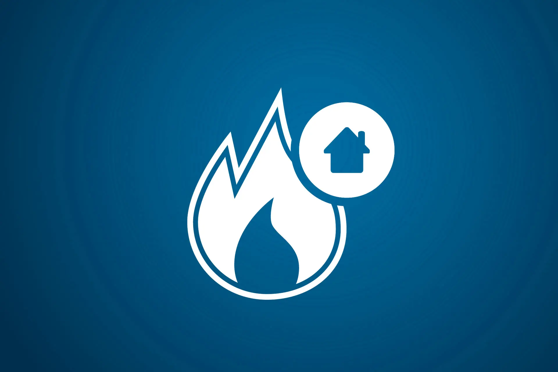 Das Pikto zeigt eine Gasflamme mit einem Haus