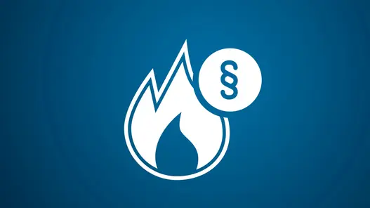 Das Pikto zeigt eine Gasflamme mit einem Paragraph