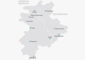 Bild einer Netzgebietkarte in grau auf einem weißen Hintergrund