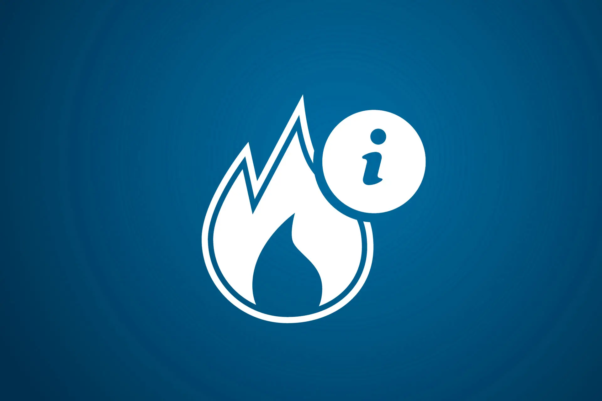Das Pikto zeigt eine Gasflamme mit einem Info Bubble