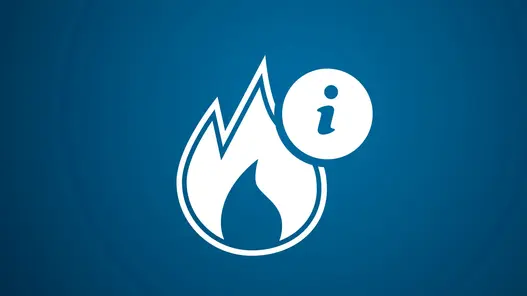 Das Pikto zeigt eine Gasflamme mit einem Info Bubble