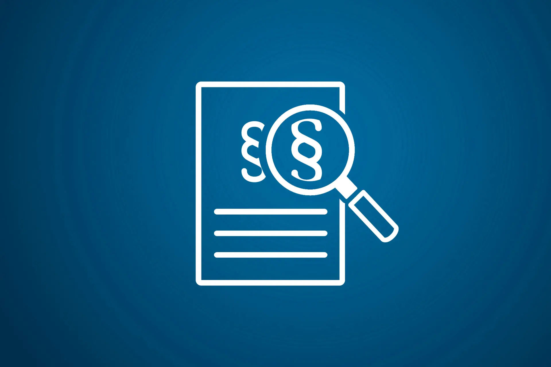 Das Pikto zeigt einen Zettel mit einem Paragraphen, Text und einer Lupe