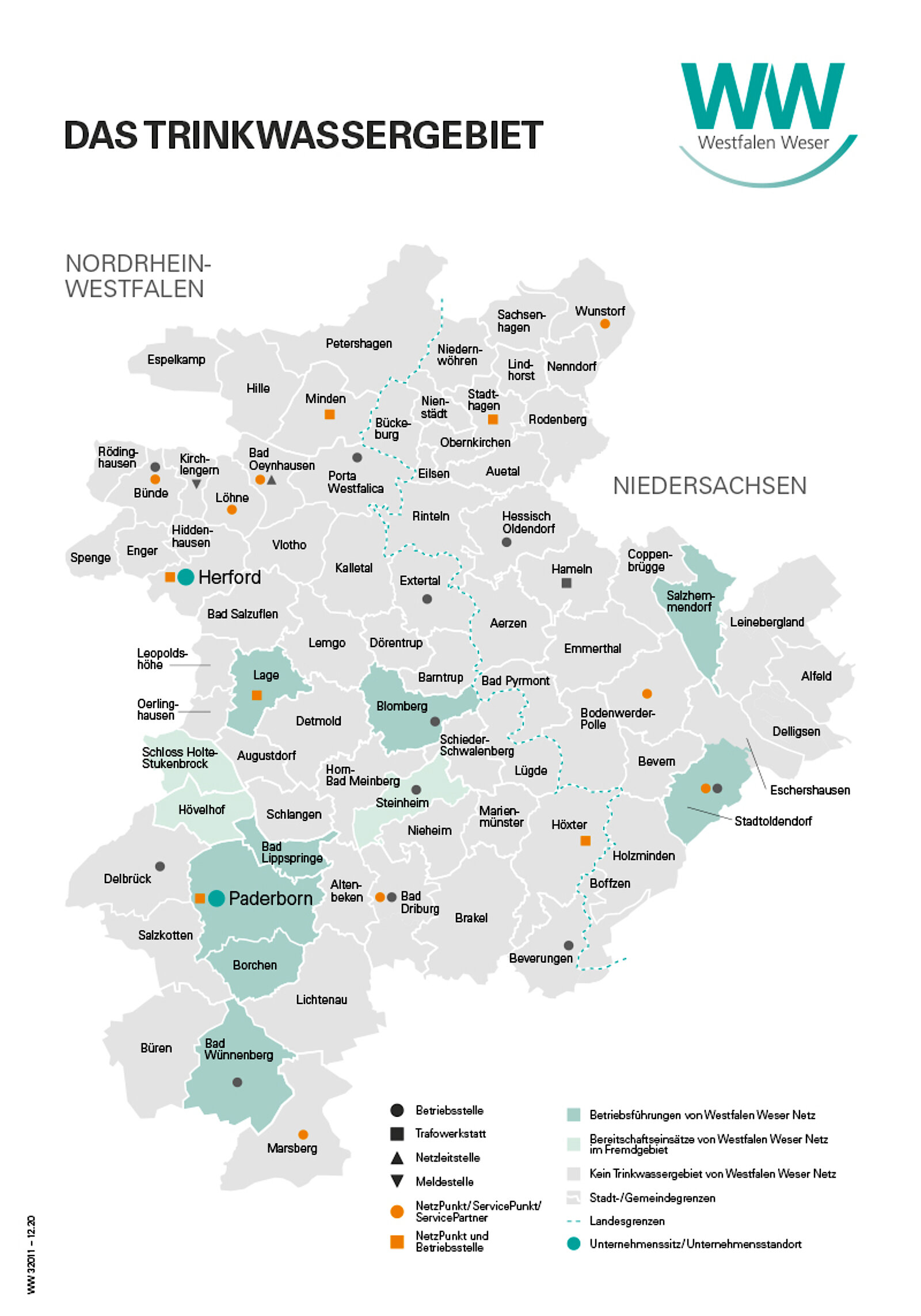 Karte Trinkwasser Westfalen Weser