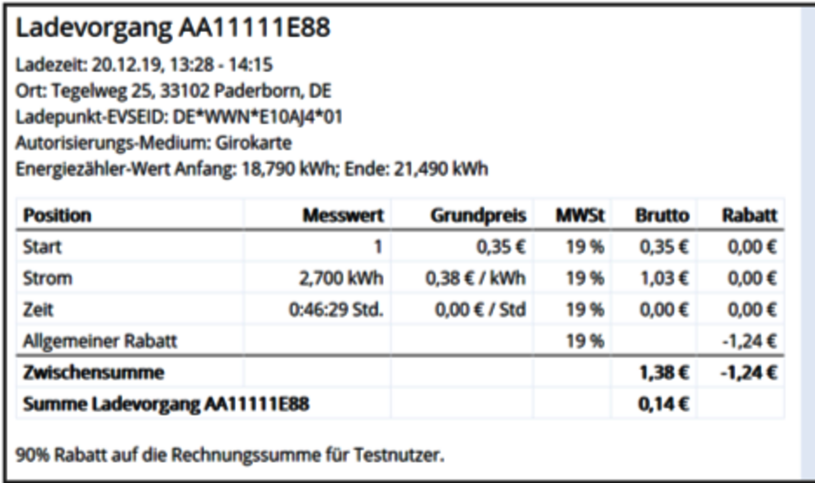 b2b Abrechnung Tabelle mit b2b Abrechnung